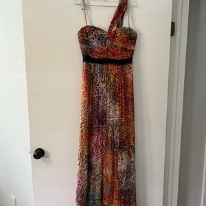 Digital Print One Shoulder Maxi